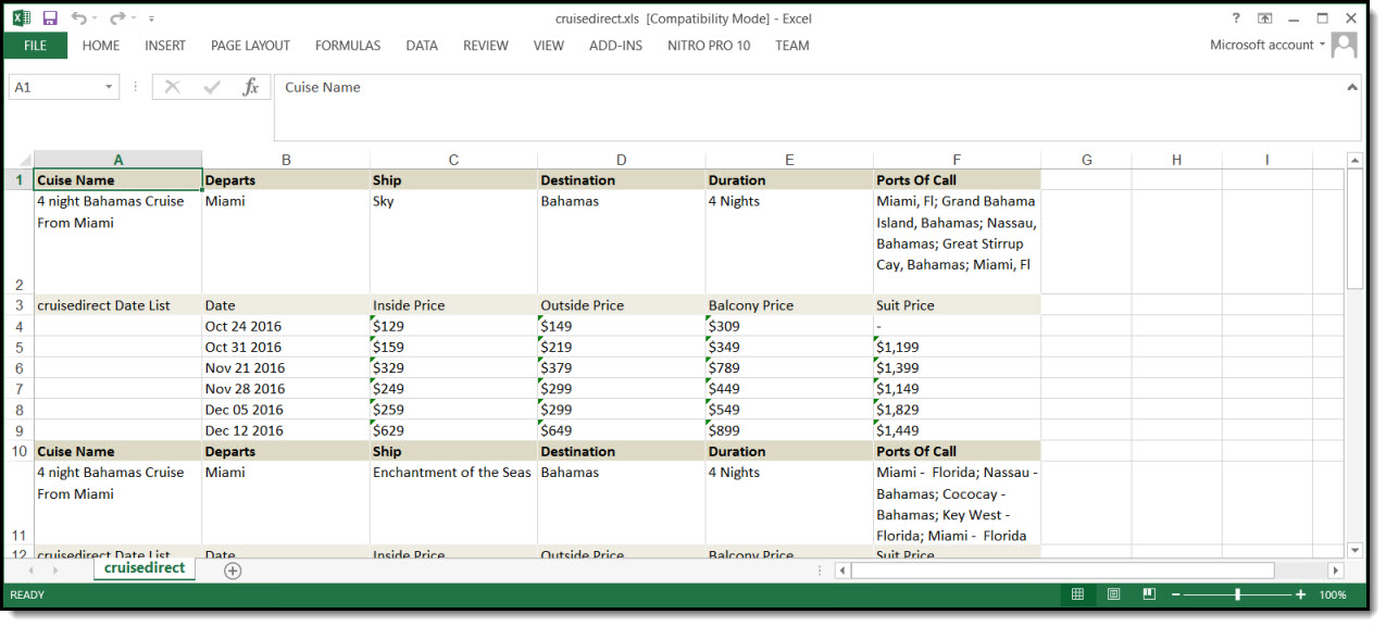 debugger Excel output data 2