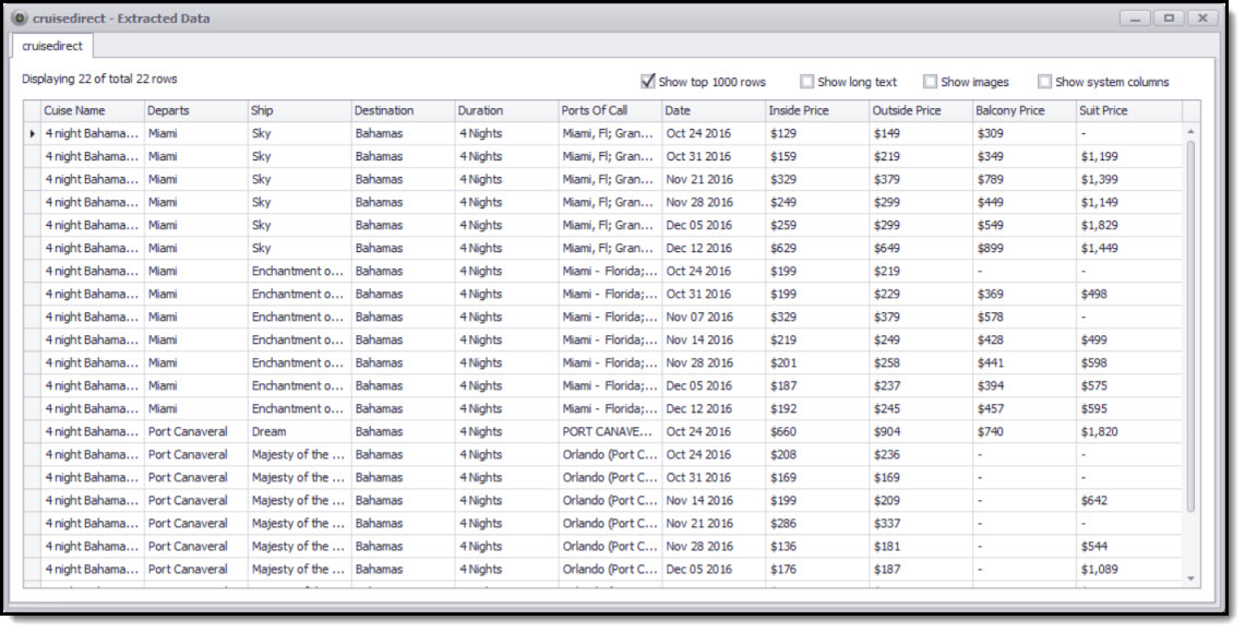 debugger output data