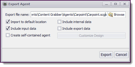 Export Agent window