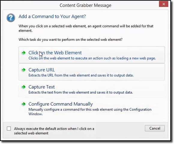 Content Grabber Message window popup